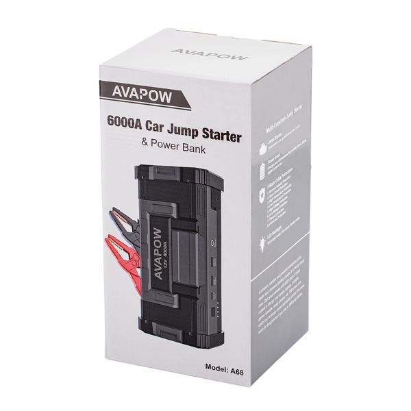 Пусковий пристрій Jump Starter для авто AVAPOW A68 (6000A) 88,80Wh/24000mAh JSA68 фото