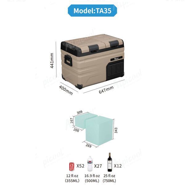 Компрессорный автохолодильник Alpicool TA35 (LG). 37 литров. Двухкамерный. До -20℃. (12, 24, 220 вольт) TA35LGP фото